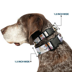 buckle-down dog collar belle pose script flowers closeup highlights floral detailing and comfort fit