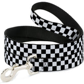 Buckle-Down dog leash checker 4ft 1.5in wide, bold black-white pattern for style and lasting color.