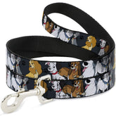 Buckle-Down dog leash Disney dogs group collage in gray and black for durable daily walks