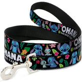 Buckle-Down Ohana dog leash shows Stitch print for dependable daily walks