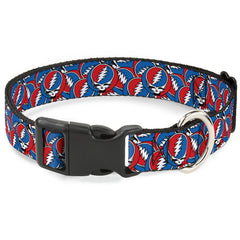 Buckle-Down Grateful Dead dog collar front shows vibrant Steal Your Face pattern for daily style