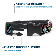 Buckledown Ohana black white multi color collar offers high visibility and style