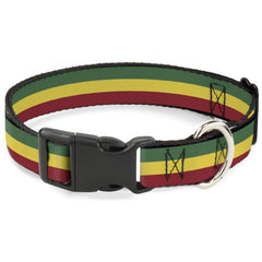 Buckle-Down Rasta collar close-up shows a sturdy buckle for daily wear.