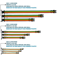 Buckle-Down Rasta collar polyester weave detail emphasizes bold color for year-round style