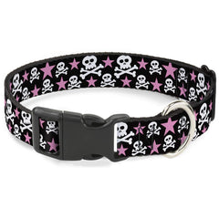 Buckledown Skulls & Stars collar front view showing bold pattern for everyday style