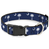 Buckle-Down South Carolina flag collar close-up shows vibrant print and sturdy construction