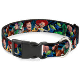 Buckle-Down Toy Story Running2 Denim Rays collar close-up on bold pattern for everyday adventures