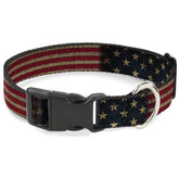 Buckle-Down vintage US flag stretch collar front view for durable daily wear
