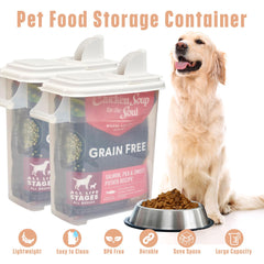 Buddeez 32-quart capacity bin stores large portions of dry food securely.