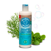 Buddy Wash: botella de champú 2 en 1 para perros con romero y menta, limpieza suave.