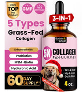 BuddyCheer collagen drops bottle pour shows bacon flavor for easier feeding and skin hydration