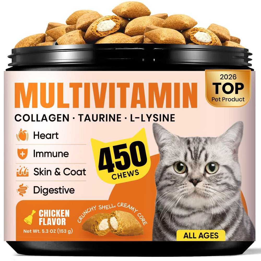 BuddyCheer gatos masticables de vitaminas con envase práctico para uso diario