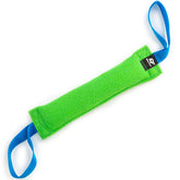 Bull Fit K9 bite tug toy front view shows durable French linen for long lasting play