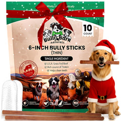 Bully Bark Naturals thin 6-inch bully stick packshot, a daily chew for dogs' dental well-being