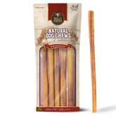 Bully Bunches premium 12in bully sticks packaging highlights all-natural, long-lasting dog chews.