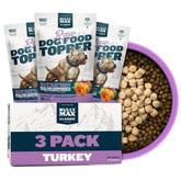 bully max freeze-dried turkey toppers 3-pack packshot shows convenient nutrition boost for dogs