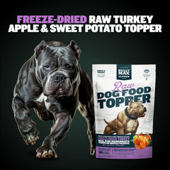 bully max freeze-dried turkey toppers turkey chunks closeup highlights premium protein for lean muscles
