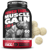 Bully Max Power Tabs packaging shows a dog vitamin bundle for muscle support and overall wellness.
