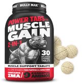 Bully Max Power Tabs close-up on tablets for muscle-building support in dogs.