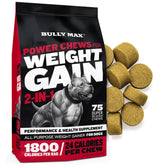 Bully Max Weight Gainer chews bag front showing high calorie formula supporting energy and growth