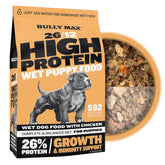 Bully Max Wet Puppy Food dehydrated chicken pieces ready to rehydrate for a high-protein meal.
