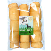BULLYSTICKS & MORE Beef Cheek Rolls peanut butter 3-count pack promotes a long-lasting chew for dogs.