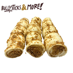 Bullysticks & More dog chewing beef cheek roll demonstrates long-lasting chew