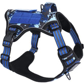 BUMBIN tactical dog harness small blue camo with no-pull design for easier walks.