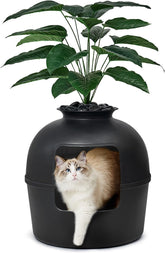 Bundle & Bliss Secret Litter Box matte-black exterior hides the litter box for privacy.