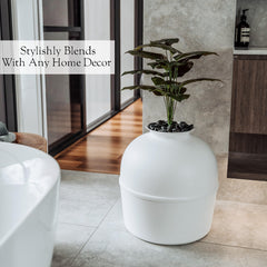 Bundle & Bliss Secret Litter Box real stones texture adds natural styling.