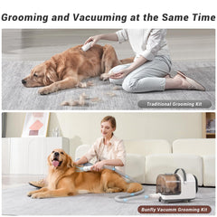 Bunfly Grooming Kit suction-levels image shows three adjustable settings for pets.