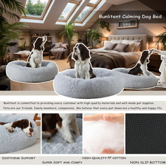 Bunlitent calming-donut-bed plush fur close-up highlighting soft, inviting texture.