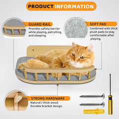BUOGA Cat Wall Shelves cushioned perch features washable cushion for easy cleanups.