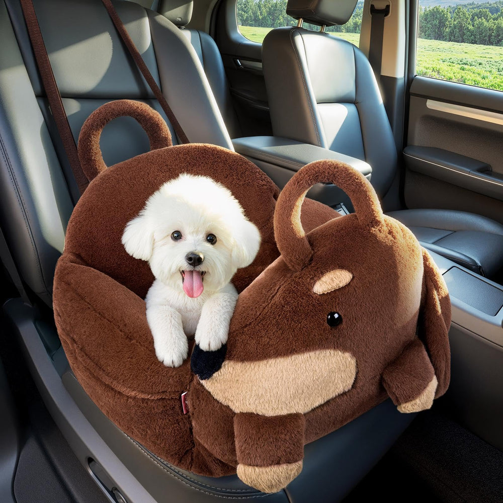BurgeonNest small dog car seat with dachshund design offers cozy travel companionship during chilly rides.