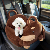 BurgeonNest small dog car seat with dachshund design offers cozy travel companionship during chilly rides.