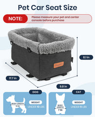 BurgeonNest armrest small dog car seat, front panel plush wrap supports head comfort.
