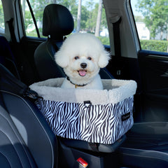 BurgeonNest center-console dog car seat with metal frame offers sturdy in-car support