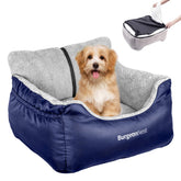 BurgeonNest dog car seat blue front-angle view shows secure travel space