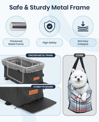 BurgeonNest dog car seat, removable plush cushion for cozy on-the-go rides.