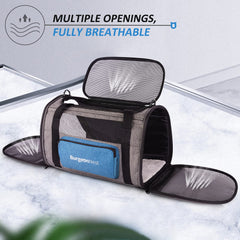 BurgeonNest soft-sided pet carrier in gray color for travel