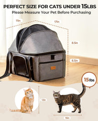 BurgeonNest top-expandable cat carrier side view shows generous height and space for pets up to 15 lbs.