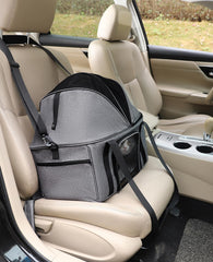 BurgeonNest top-expandable cat carrier canopy open demonstrates improved airflow during visits.