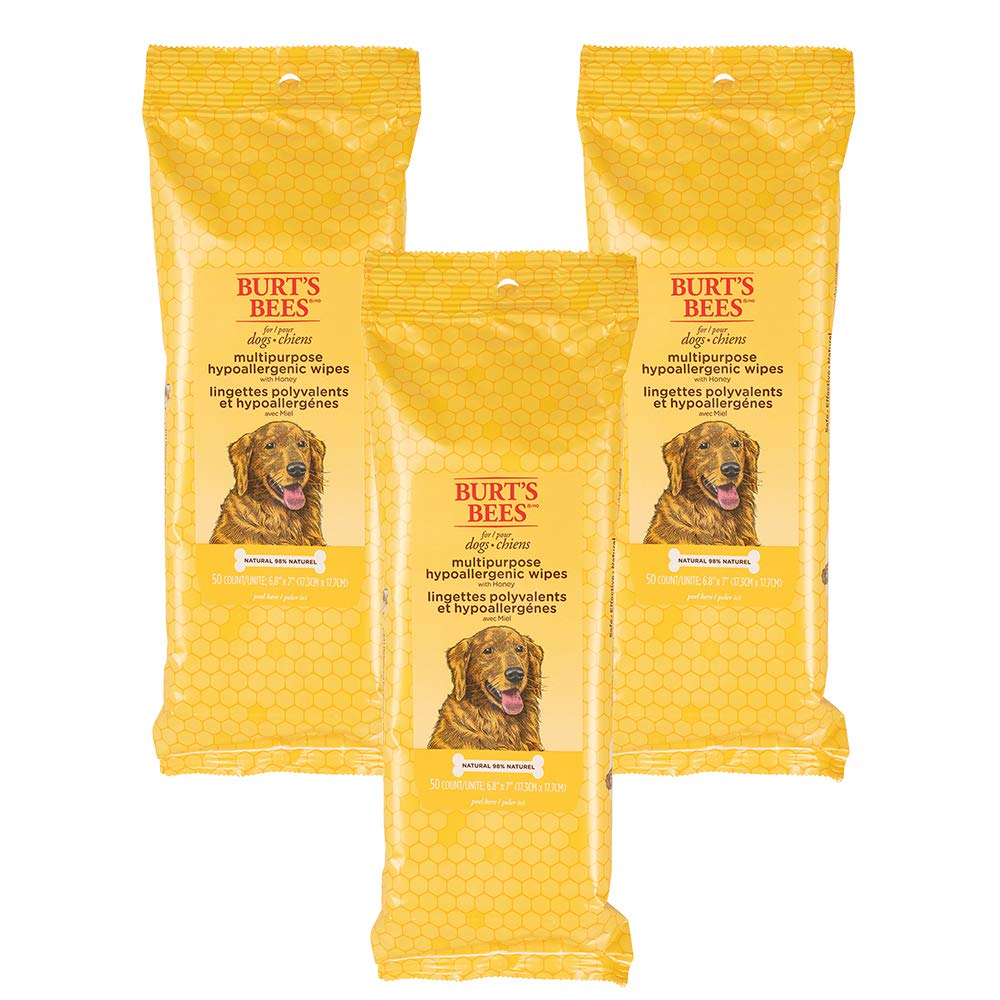 Burt's Bees for Pets front pack displays quick, gentle cleaning for dogs.