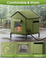 Butifoc heated outdoor cat house side view showcases durable weatherproof insulation for cold days.