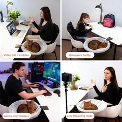 ButtonwoodNest cat desk perch keeps your feline close for quick bonding during work.