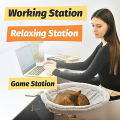 ButtonwoodNest desk cat bed side view demonstrates space-saving design for home offices