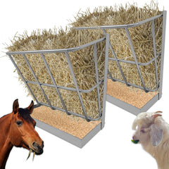 BUYYAH 2Pcs hay feeder goat top view highlights spacious capacity for multiple goats.