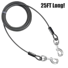BV Dog Tie Out Cable anti-rusty vinyl cover protects hardware during outdoor use.