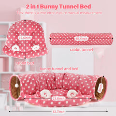 BWOGUE Bunny Tunnel Bed with ball toy promotes interactive fun and enrichment.