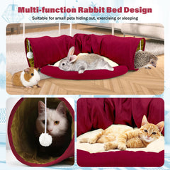 BWOGUE Bunny Tunnel Detachable Cushion image emphasizes easy washing and quick cleanup.
